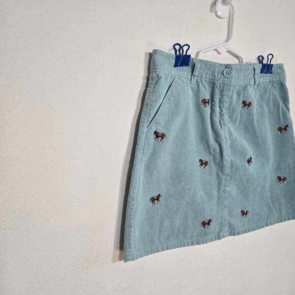 E. Land  Girls Light Blue Corduroy Skirt With Embroidered Horses. Size 12. - Picture 4 of 7